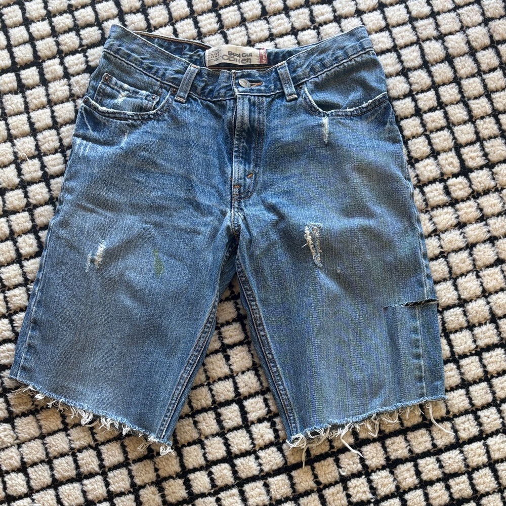 Levi's Blue Distressed Denim Cutoff Shorts